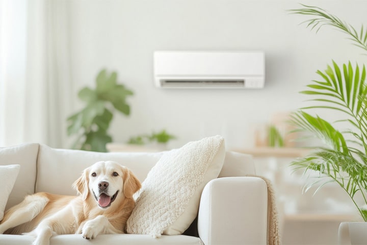 Installierte Klimaanlage im Wohnzimmer